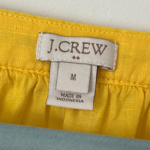 J. Crew Yellow Floral Embroidery 100% Linen Square Neck Boho Blouse Shirt Top M - Picture 3 of 4